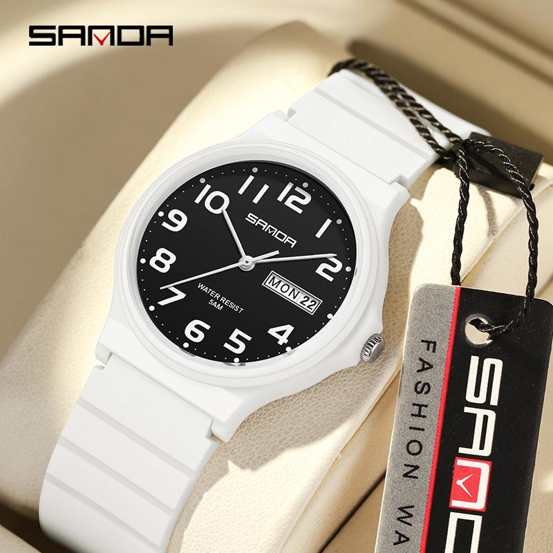 Sanda Unisex Jugend Quartz Prüfungsuhr mit Doppelkalender
