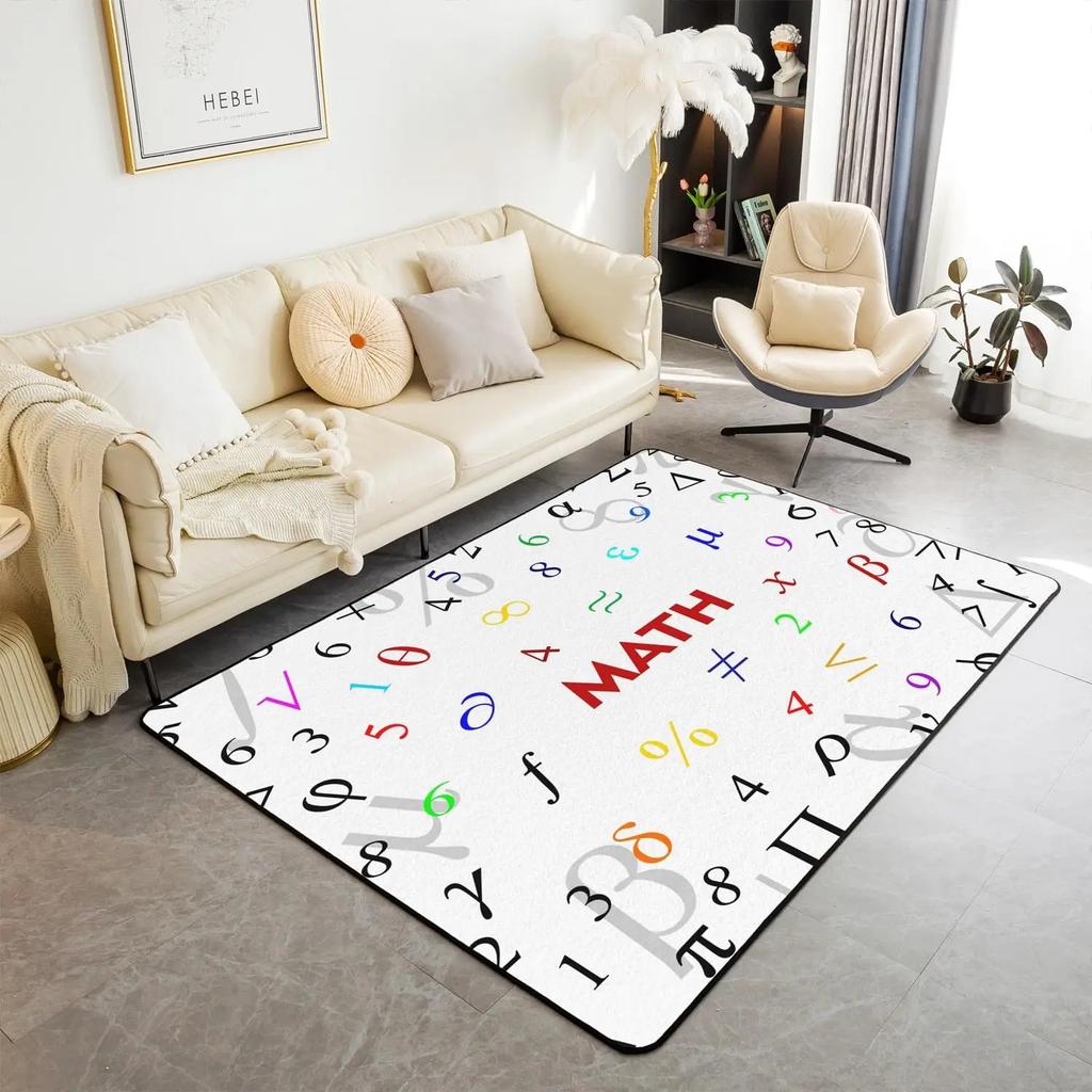 Math Theme Area Rug Math Equation Rugs for Boys Girls Math Geometry Science Style Carpet Mathematics Formula Indoor Floor Mat
