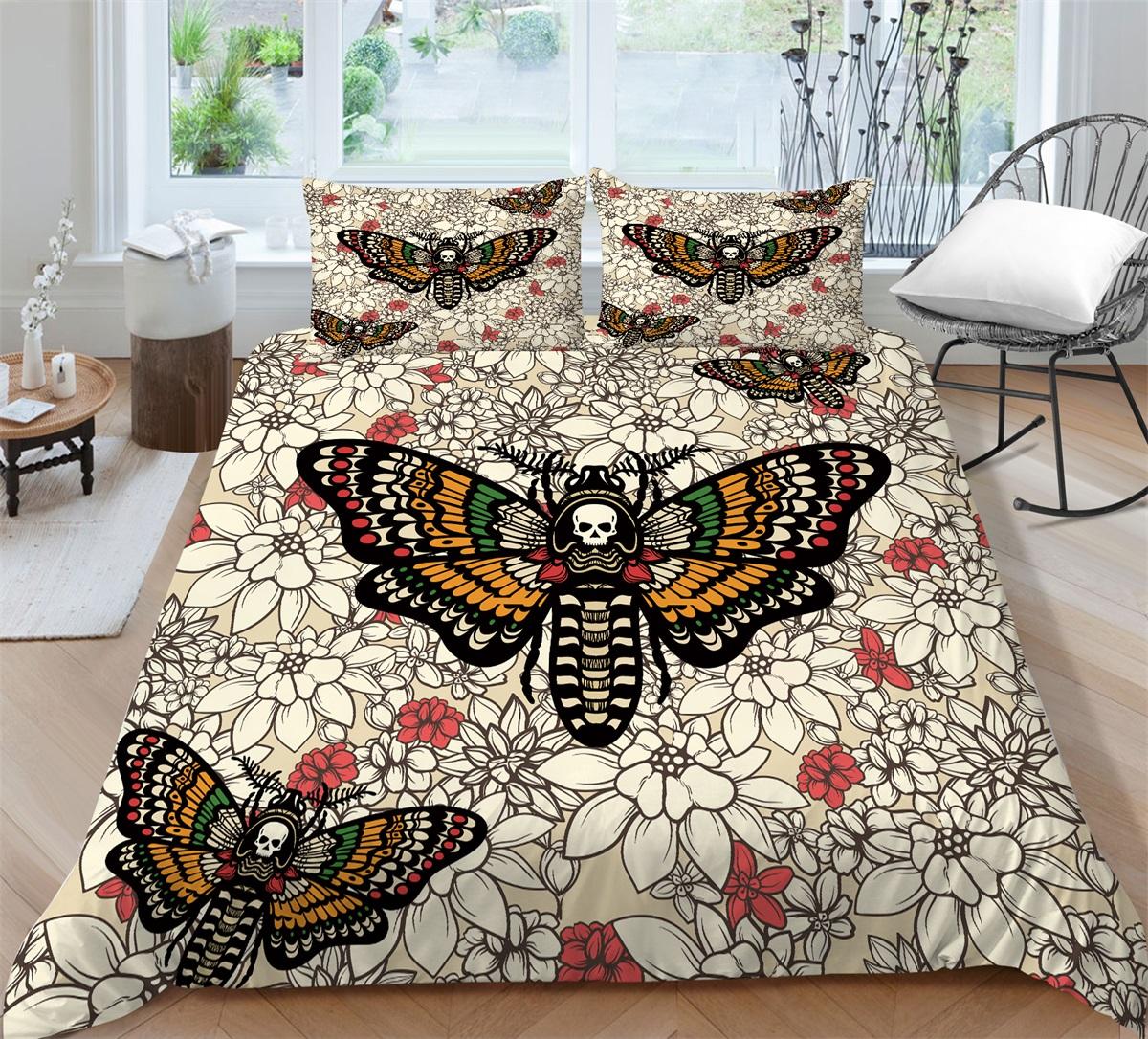 

3D Мотылек Голова Черепа Постельные Принадлежности Полноразмерный Червь Череп Голова Покрывало Набор Ткань из Микрофибры с Молнией Моющиеся Мягкие Украшения Дома Baby 100x135cm