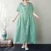 Short Sleeve Plus Size Cotton Vintage Floral New In Dresses for Women Casual Loose Long Summer Dress