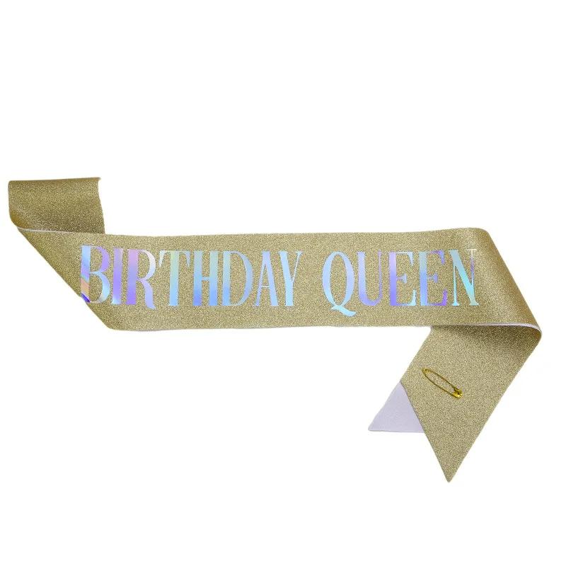 Happy Birthday Queen Girl Satin Sash 21 30 50 Birthday Sash Party Supplies Birthday Decoration Wedding Anniversary Decors