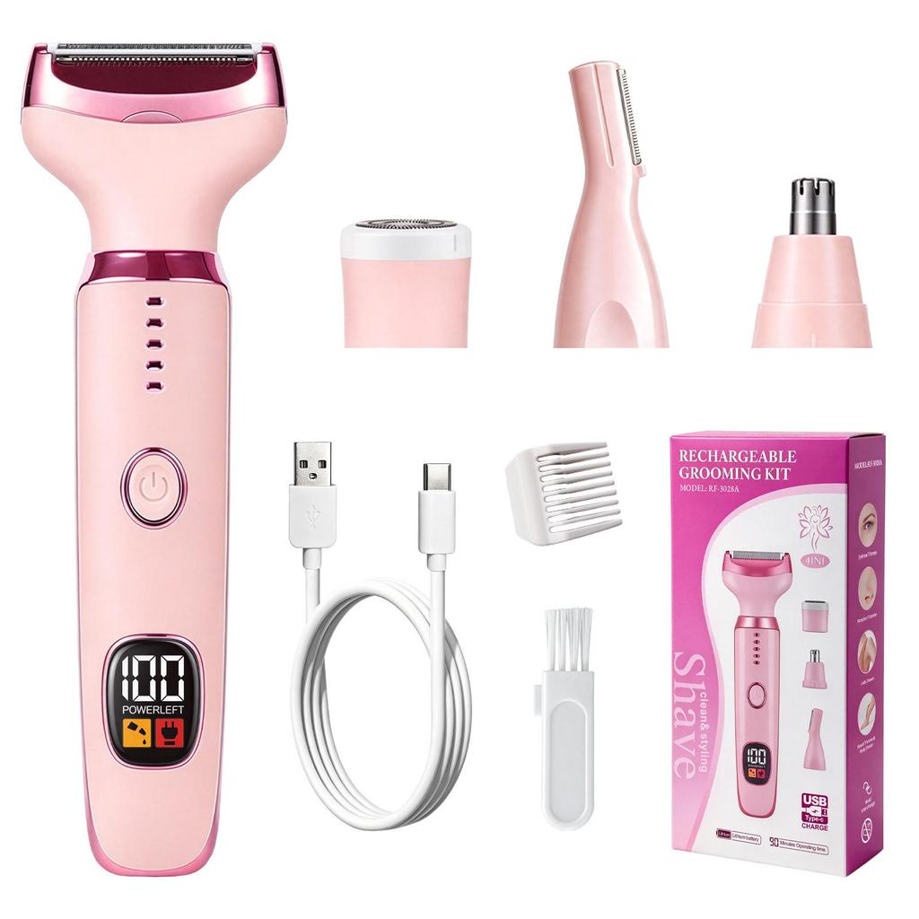 2025 Multifunctional Women's Electric Shaver & Eyebrow Trimmer - Four-in-One Digital Hair Remover