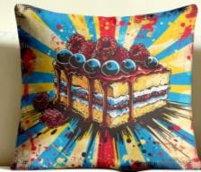Cute Dessert Cake Printed Pillowcase Single Side Print Soft Home Living Room Garden Decor Cushion Cover No Insert