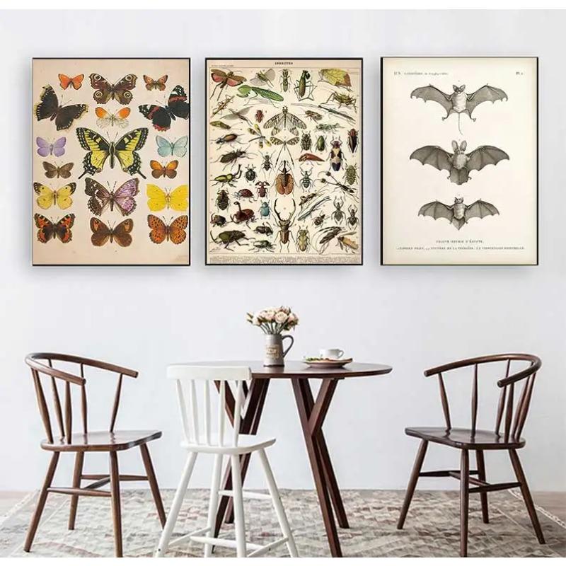 Vintage Fledermaus Insekt Druck Halloween Wandkunst Ölgemälde Antike Biene Tier Poster Wohnzimmer Dekoration Wandbild