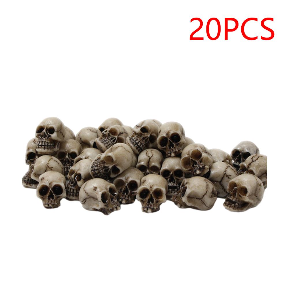 20-100PCS Mini Skull Model Collectable Halloween Skull Head Sculptures Decor Festival Theme Landscape Garden Potted Plant Decor
