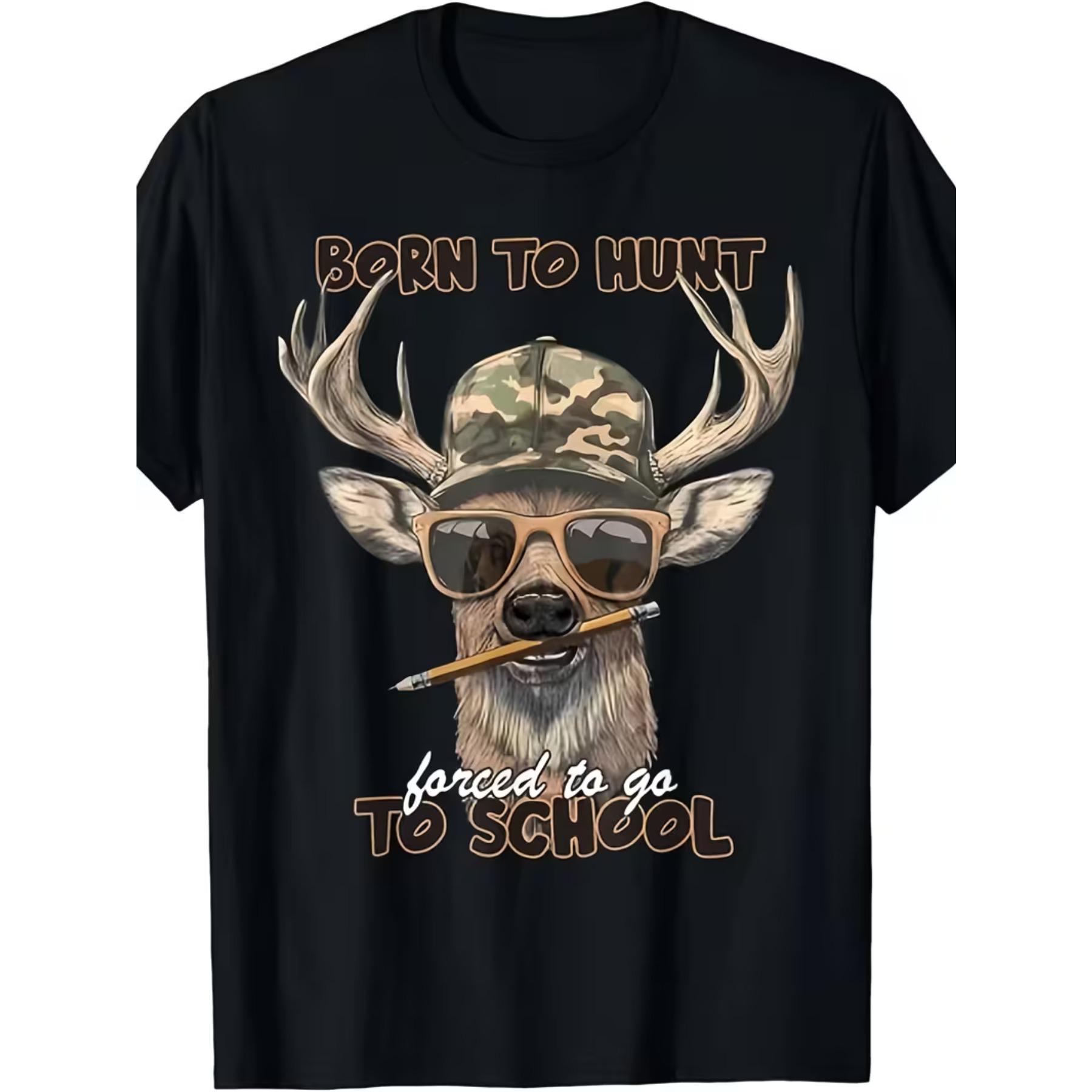 Unisex Forced To Go To School Deer Hunting Boy Camo T-Shirt, S чёрный