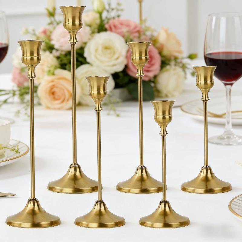 European Style Exquisite Metal Candlestick Elegant Rustproof Candle Stand for Wedding Table Home Dinner Decor