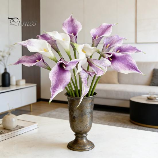 Long-lasting Artificial Flower Common Calla Lily Realistic Fake Stem Home Office Durable Wedding Party Indoor Outdoor Faux Bloom Centerpiece