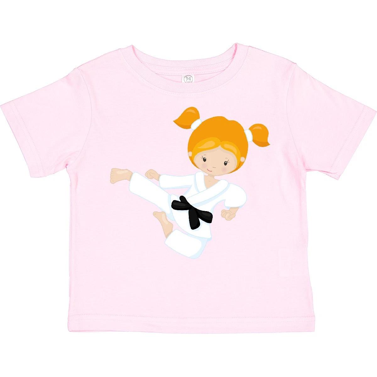 Inktastic Karate Girl, Cute Girl, Black Belt, Orange Hair Toddler T-Shirt Little 140
