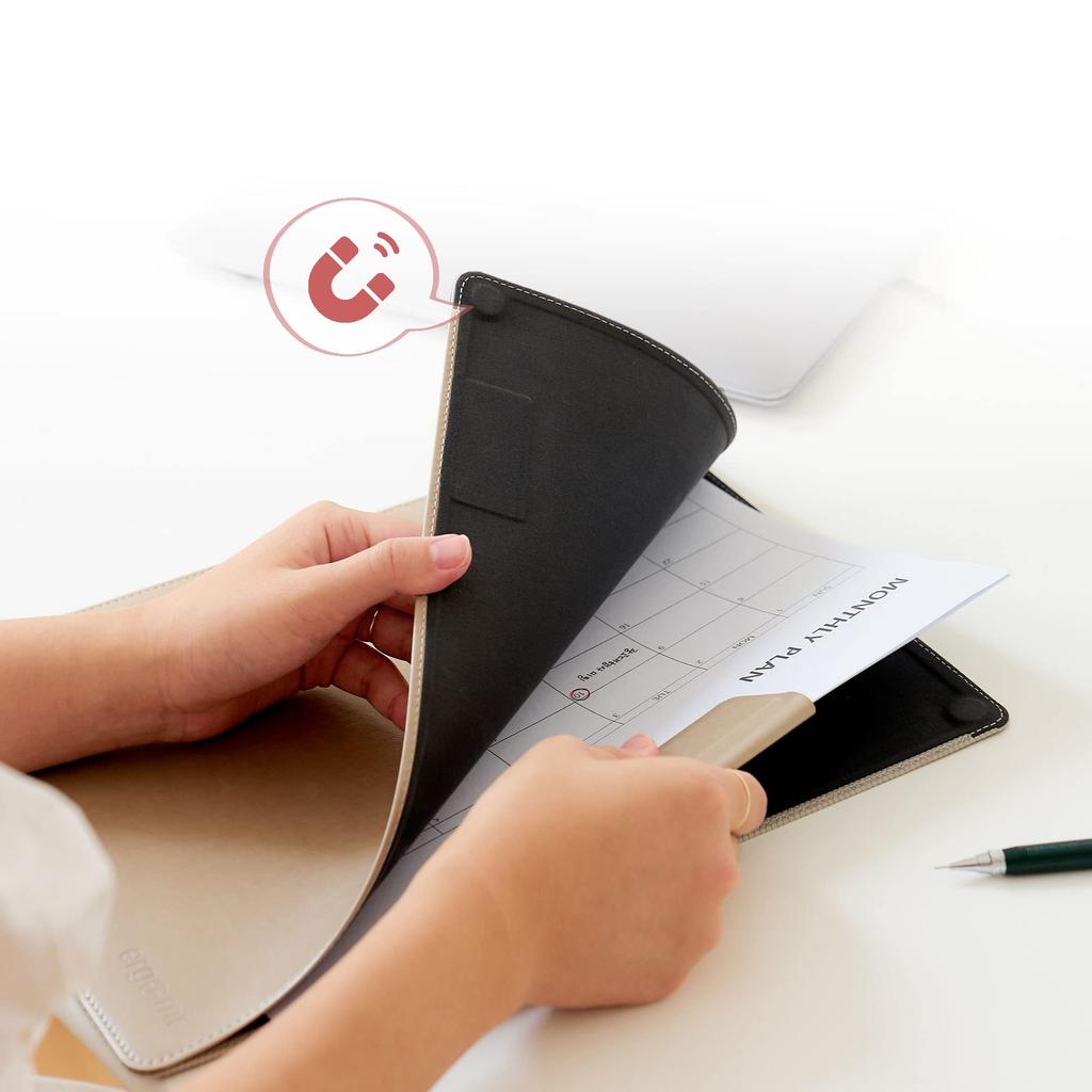 ergomi Individual Folder A4 Multifunctional PU Leather with Magnetic Clip and Pen Ideal for Document and Contract Office and New Employee Gift [Fits