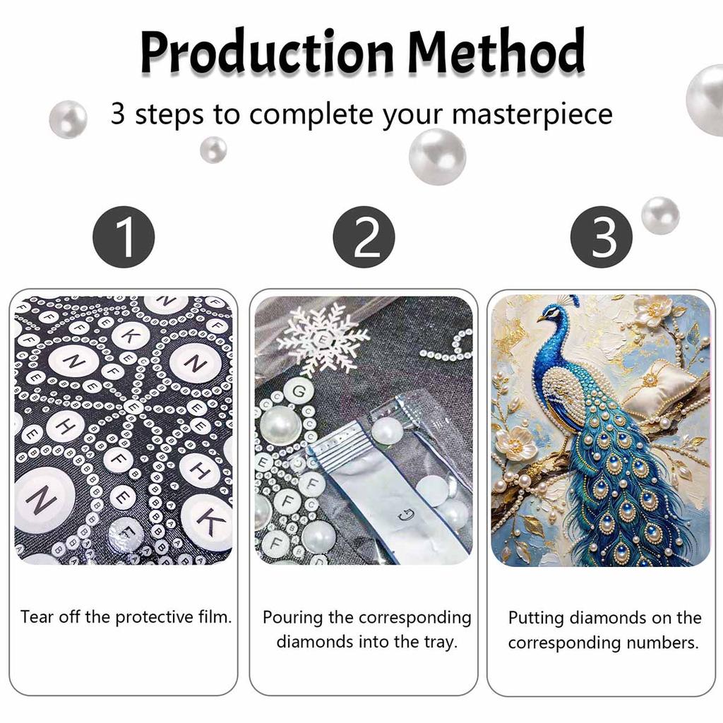 Peacock pearl painting handmade DIY 5D creative ornaments living room home decoration painting