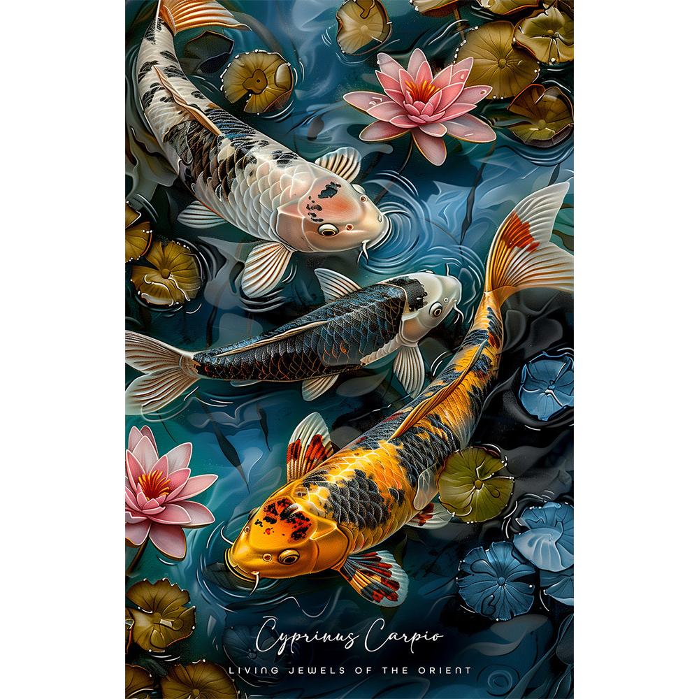 DIY Diamond Painting Retro Chinese Style Red Koi Lucky Carp Luxury Fish Calligraphy Embroidery Cross Stitch Kit Living Room Home Art Wall Decor