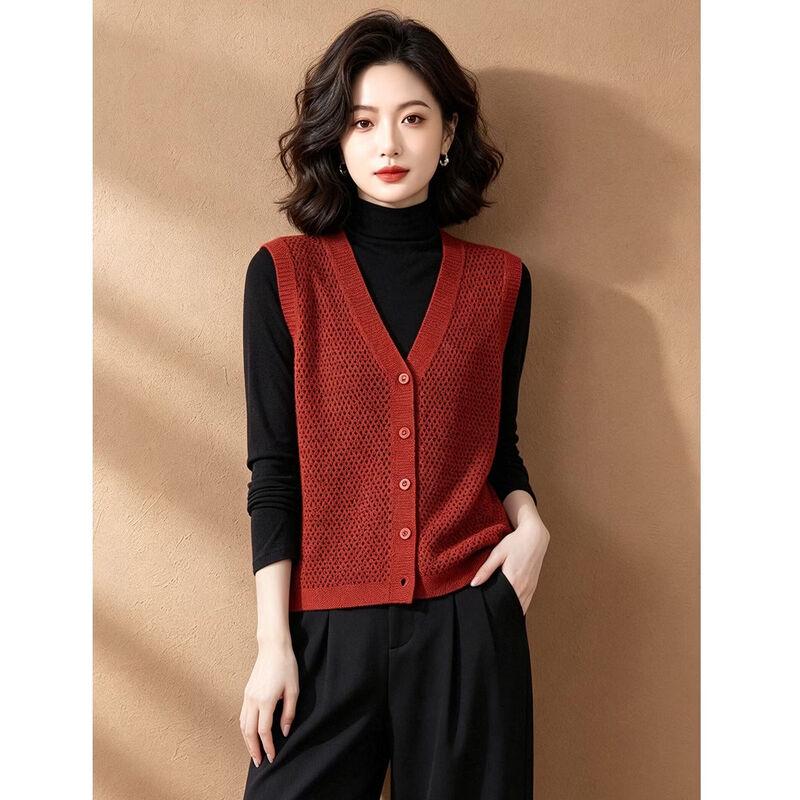 EST+II Women's Hollow Mesh V-Neck Knit Vest