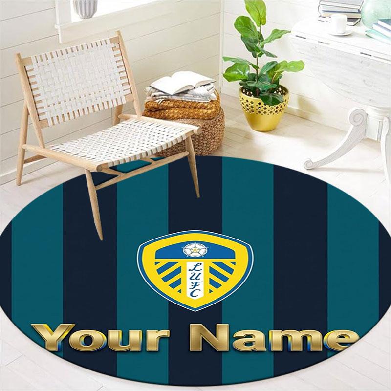 Leeds United Custom Name Round Area Rug,Carpet Rug for Living Room Bedroom Sofa Playroom Decor,Non-slip Floor Mat