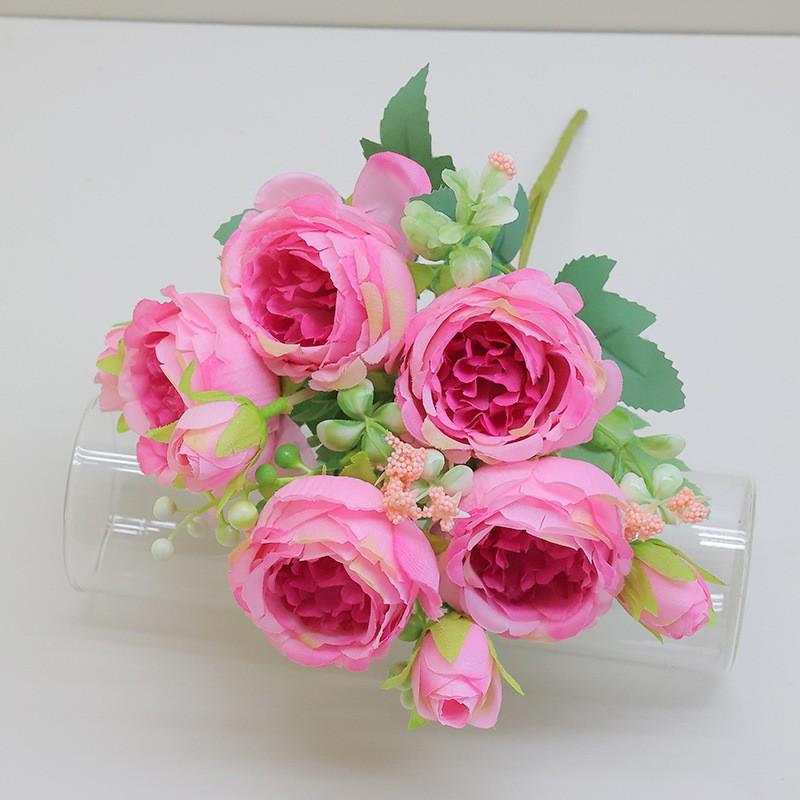 Artificial Peony Bouquet Home Decor Table Centerpiece Wedding Floral Arrangement Silk Flower Set