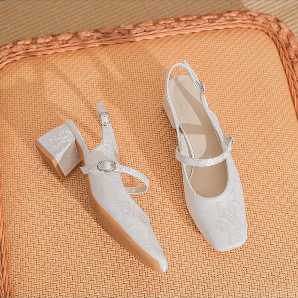 Fashion Sandals Women Summer New China-Chic Style with Skirt Leather Shoes Women's Thick Heel Casual One Word with Square Head Mary Jane