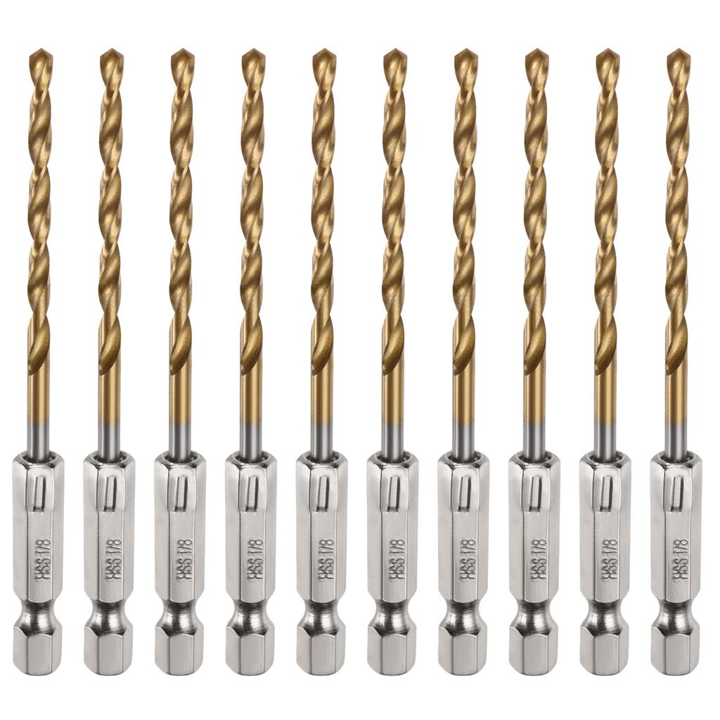 10/24pcs Twist Drill Bit with 1/4" Hex Shank Drill Bits M35 High Speed Steel Titanium Drill Bits for Wood Stainless Steel Metal