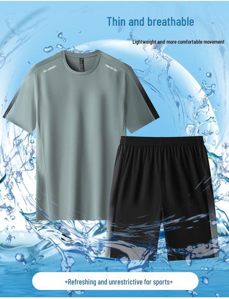 Quick-Dry Adult Fitness Sports Set: Short Sleeve Badminton, Tennis, General Training Summer Uniform