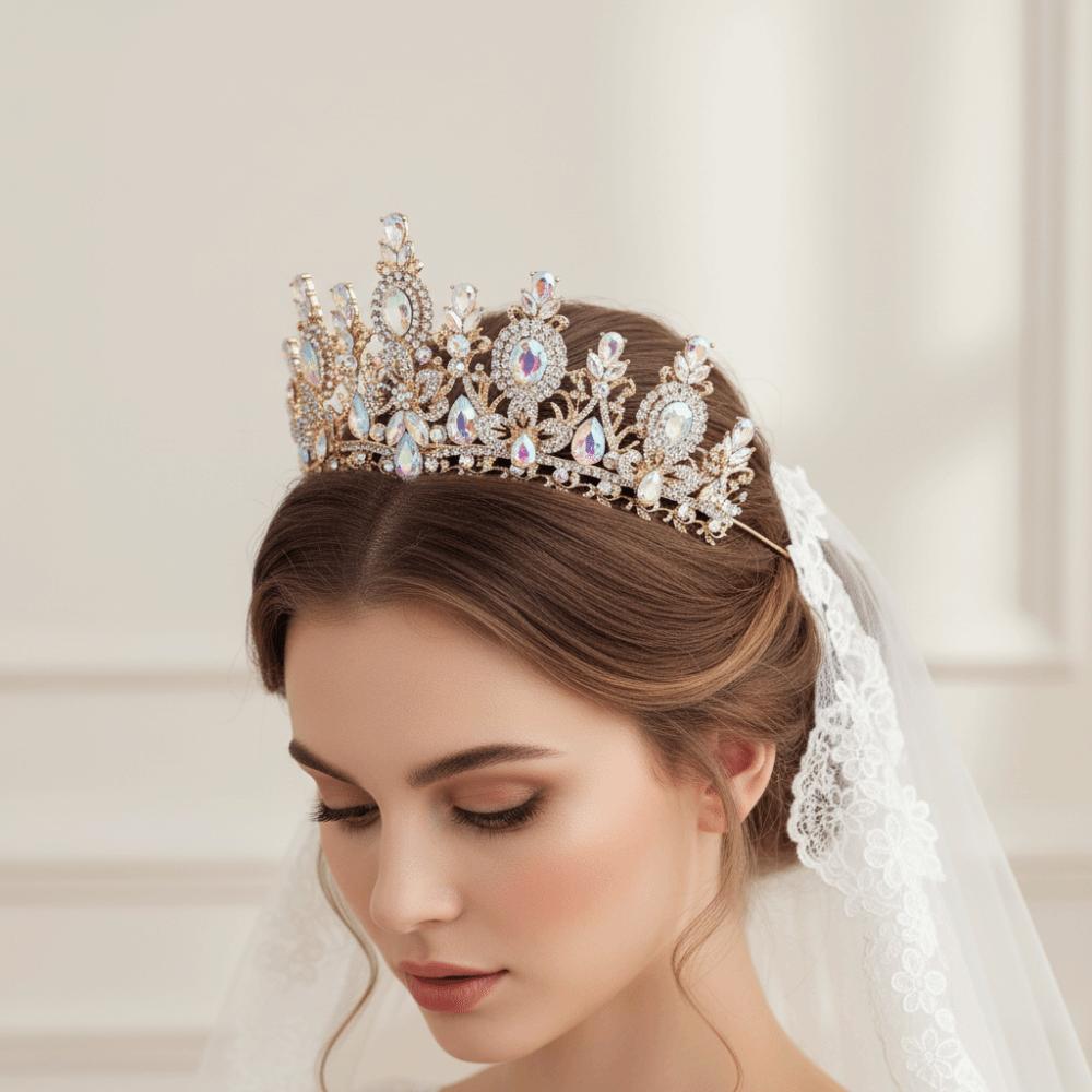 Handmade Crystal Crown Exquisite Baroque Headpiece Rhinestone Headband Bridal Tiara Bridesmaid