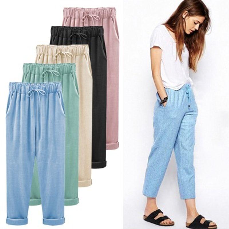 

110.00kg Harem Casual Pants Slim Looking Oversize Women s Clothing Lake Green 6XL