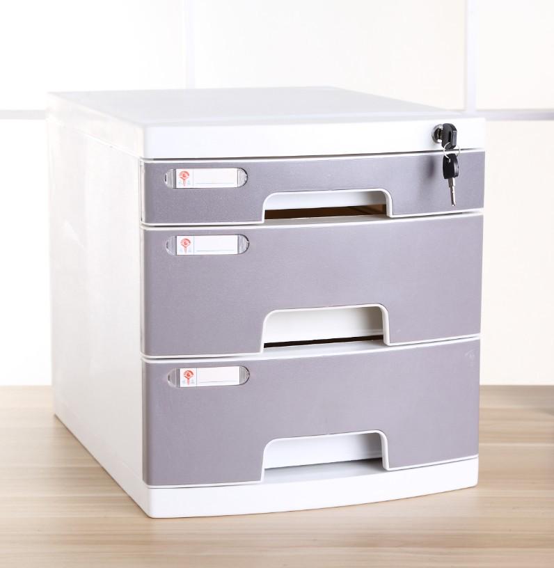 4-Drawer Lockable Plastic Office File Cabinet, Thickened Storage Box