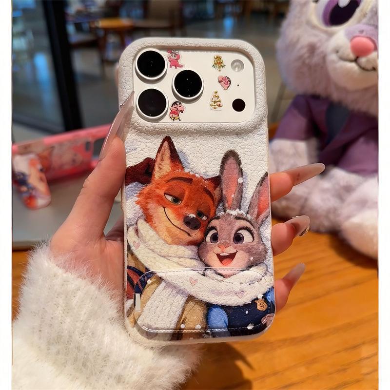 

Zootopia VIVO S30 Phone Case - Judy & Nick Faux Leather Texture, Large Hole Design for IQOO Z9 Model VIVO Y200I
