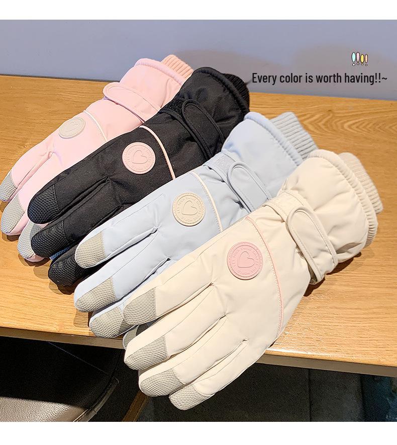 Women's Winter Ski Gloves: Velvet-Lined, Windproof, Warm, Touchscreen Compatible, Non-Slip Outdoor Cycling.