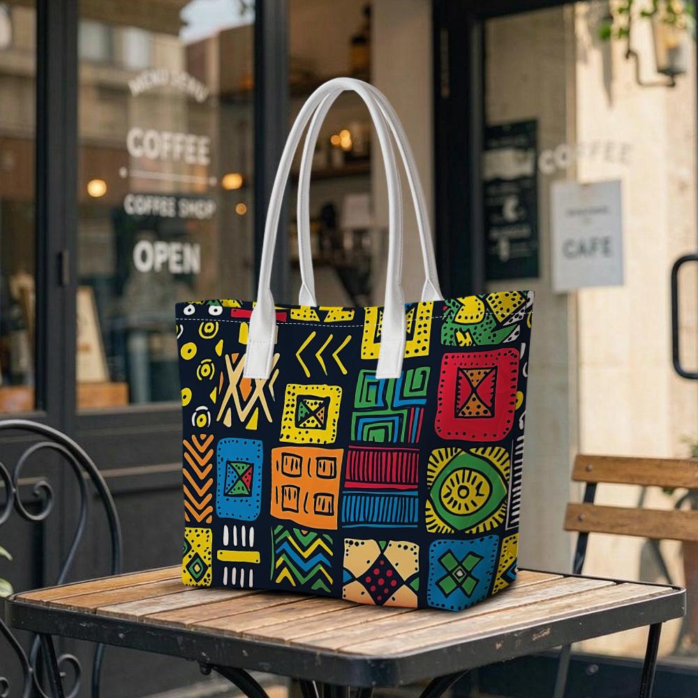 Bohemian Geometric Pattern Large Capacity Tote Daily Casual Top Handle Shopping Shoulder Bag
