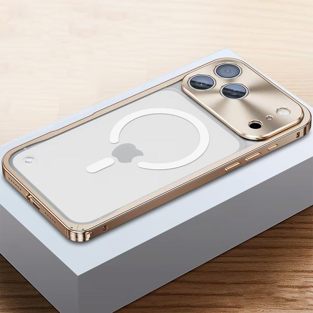 Luxury Metal Magnetic Phone Case For iPhone 17 16 15 14 13 12 Pro Max For Magsafe Wireless Charging Full Lens Protection Shockproof Cover