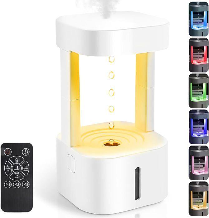Humidificateur ultrasons 580 ml USB - Effet anti-gravité LED, télécommande, 10h, pour 20–30 m²