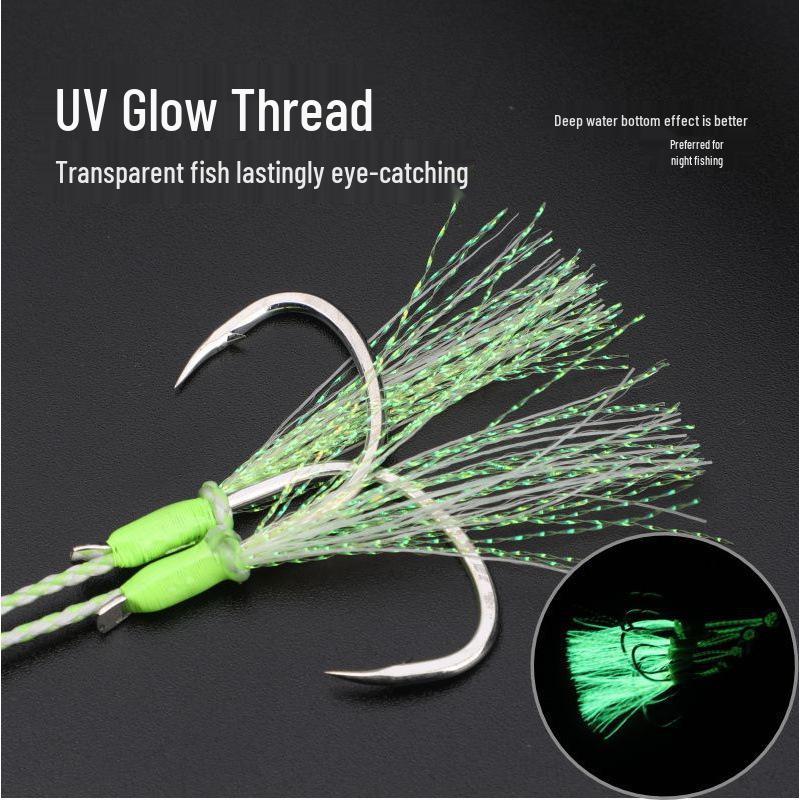 Luminous Double Jig Hook for Sea Fishing - Steel Wire for King & Spanish Mackerel, Sea Bass