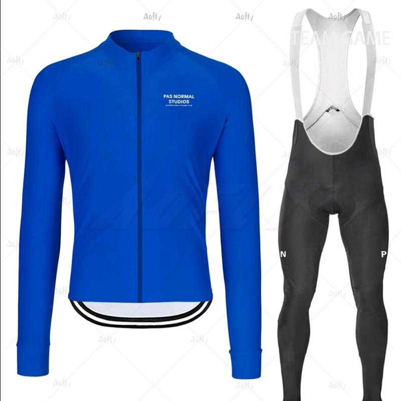 Mens Thermal Fleece Cycling Jersey Bib Tights Set Winter Long Sleeve Bike Riding Outfit
