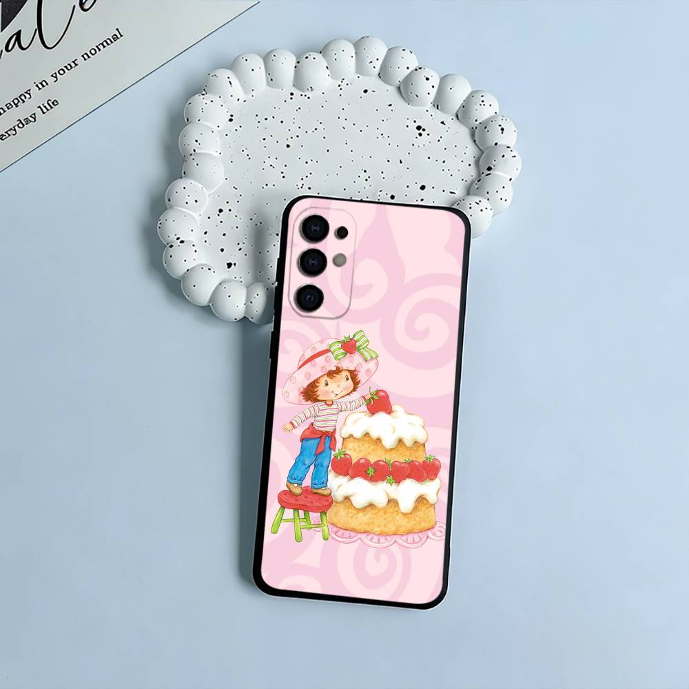 Pink S-Strawberry -S-Shortcake Phone Case For Samsung S25,S24,S21,S22,S23,S30,Ultra,S20,Plus,Fe,Lite,Black Soft Silicone