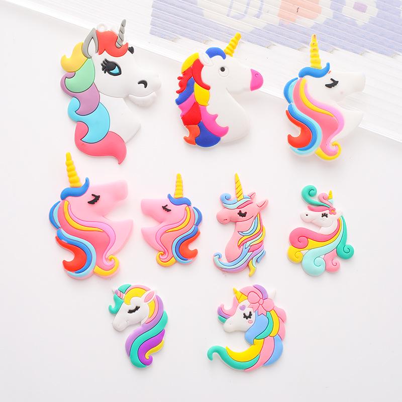 Cartoon Rainbow Unicorn PVC Hair Clip & Magnet DIY Accessory