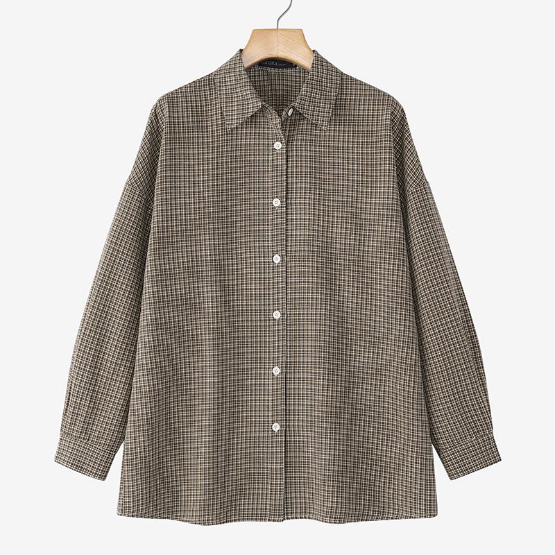 

ZANZEA Женская повседневная блузка с клетчатым принтом, отложным воротником и длинными рукавами 5XL коричневый