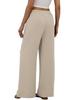 European & American Women's Casual Solid Wide-Leg Beach Pants with Elastic Waist & Pockets