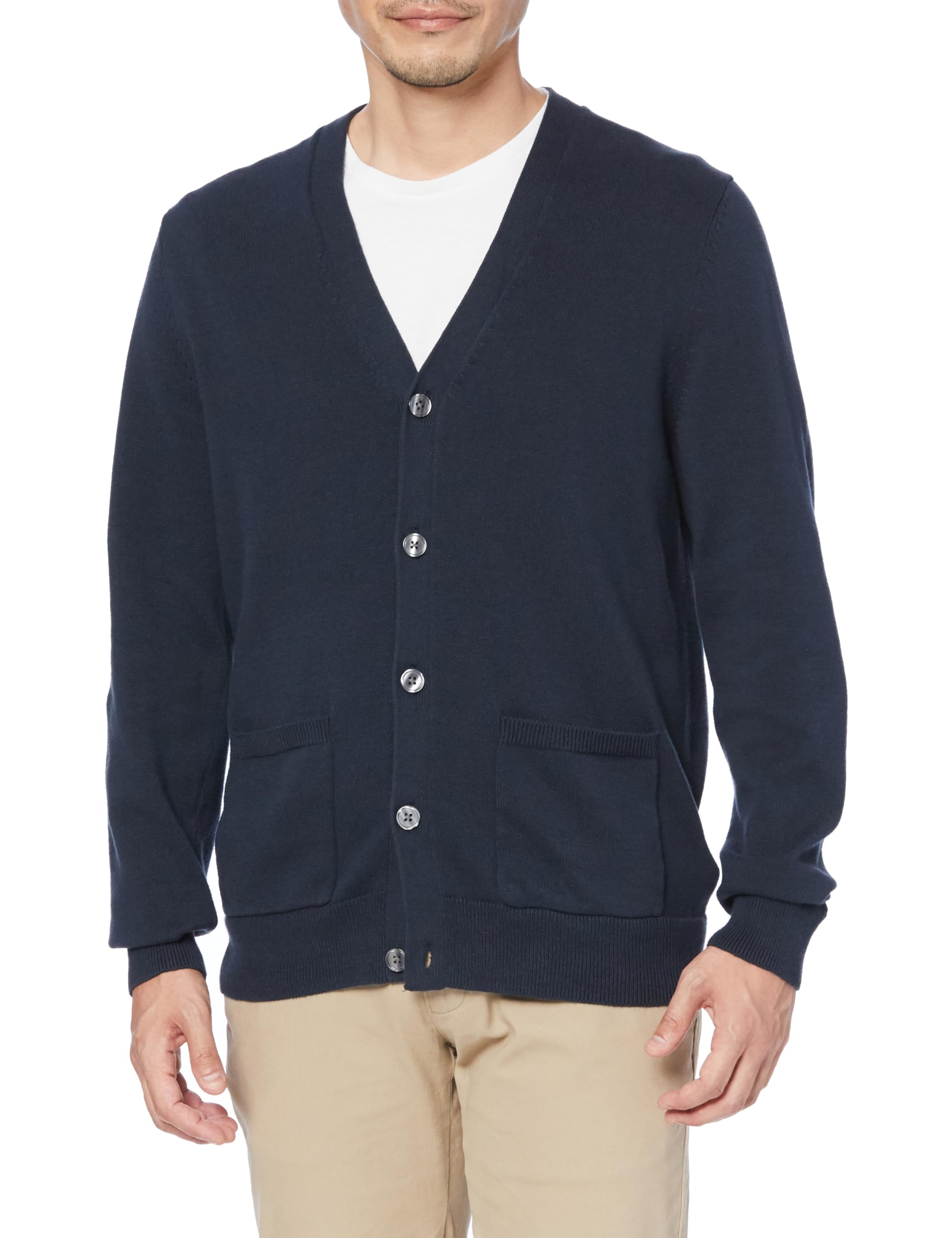 [Amazon Essentials] Мужской вязаный кардиган из хлопка, темно-синий, размер L