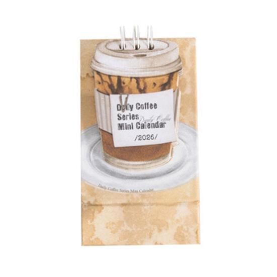 

Yousheng Mini Desk Calendar 2026 Coffee Theme Mini Desk Calendar with 3D Cup Design Artistic Coffee Bean Pattern Monthly Planner for Office Home Study D