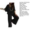 2Pcs/Set Women Summer V-neck Batwing Half Sleeve Tops High Waist Elastic Waistband Wide