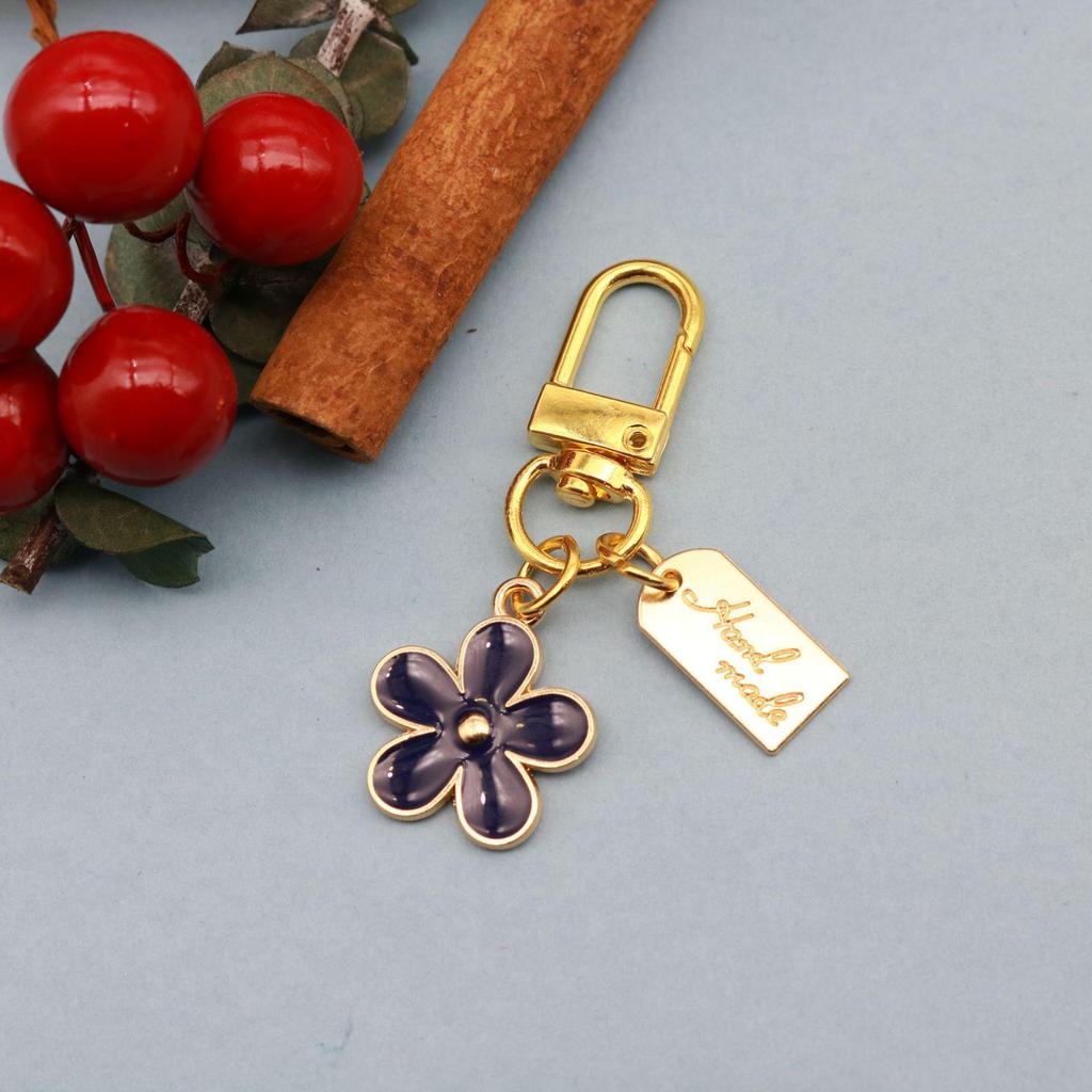 Colorful Flower Double-Sided Drip Oil Keychain Pendant
