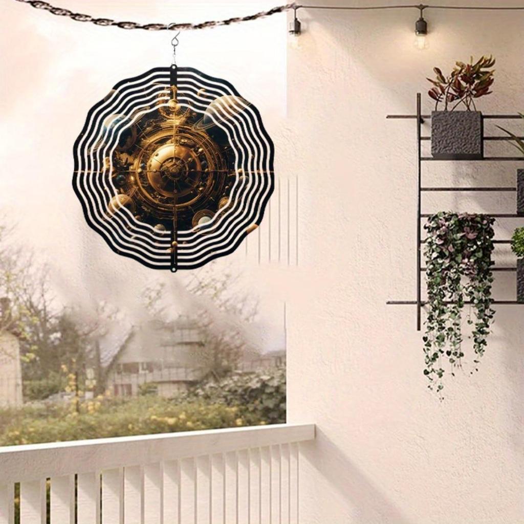 Nebula Motion Wind Spinner - 2D Rotating Space-Themed Metal Wind Chime (No Battery Needed)