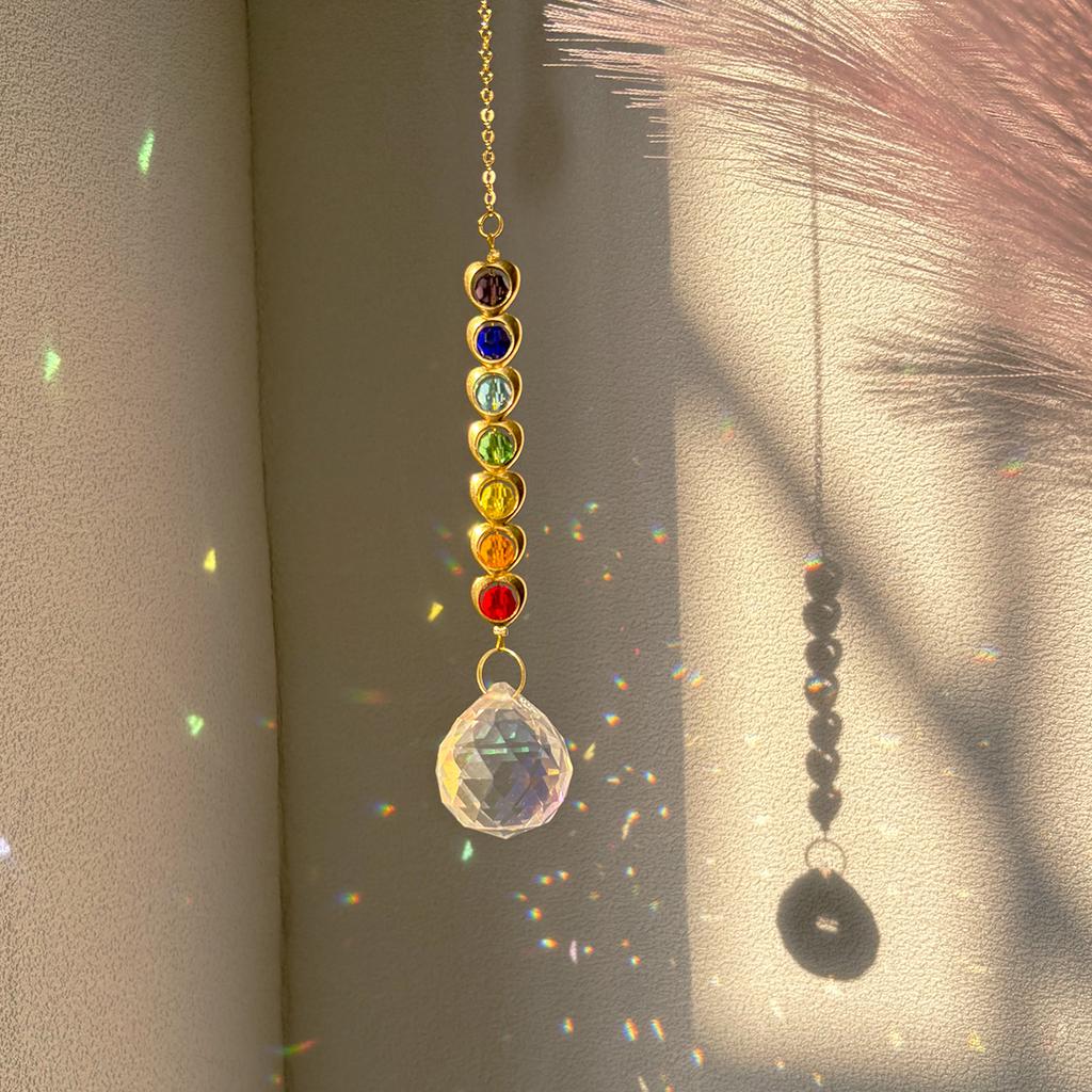 1Pc Exquisite Style Glass Crystal Sun Prism Pendant, with Hanging Accessories, Suitable for Home Decoration