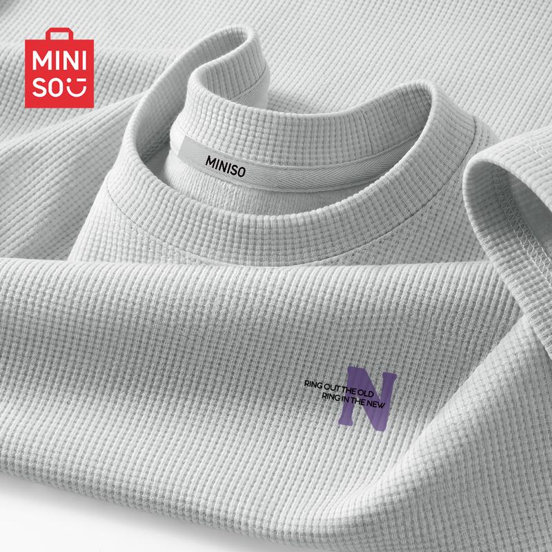 MINISO Men's Waffle Knit Short Sleeve T-Shirt