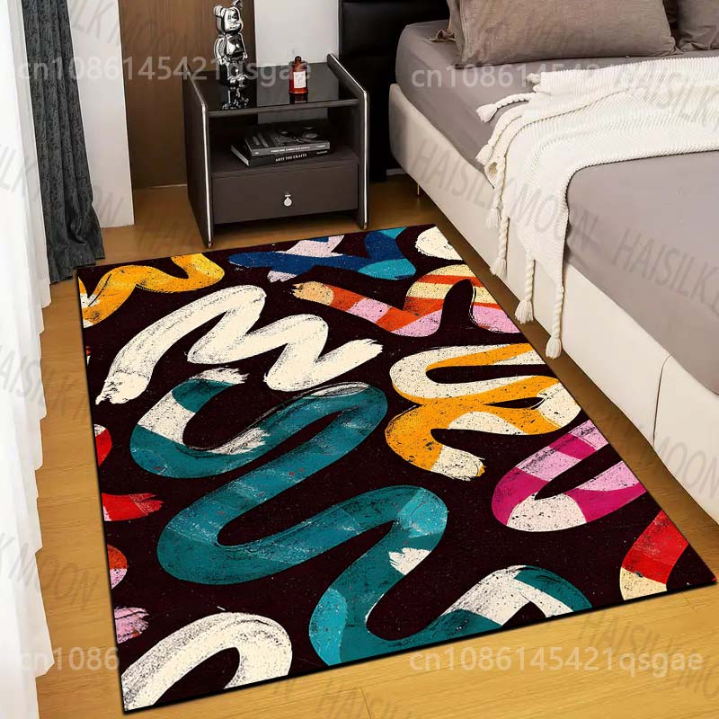 

1PC Creative Graffiti Pattern Carpet for Living Room Bedroom Bathroom Mat Creative Doormat Sofa Home Decor Large Size 40x60cm