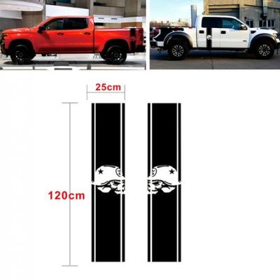 Pair Truck Bed Side   Stripe Skull Vinyl Decals Stickers For 1500 2500 RAM