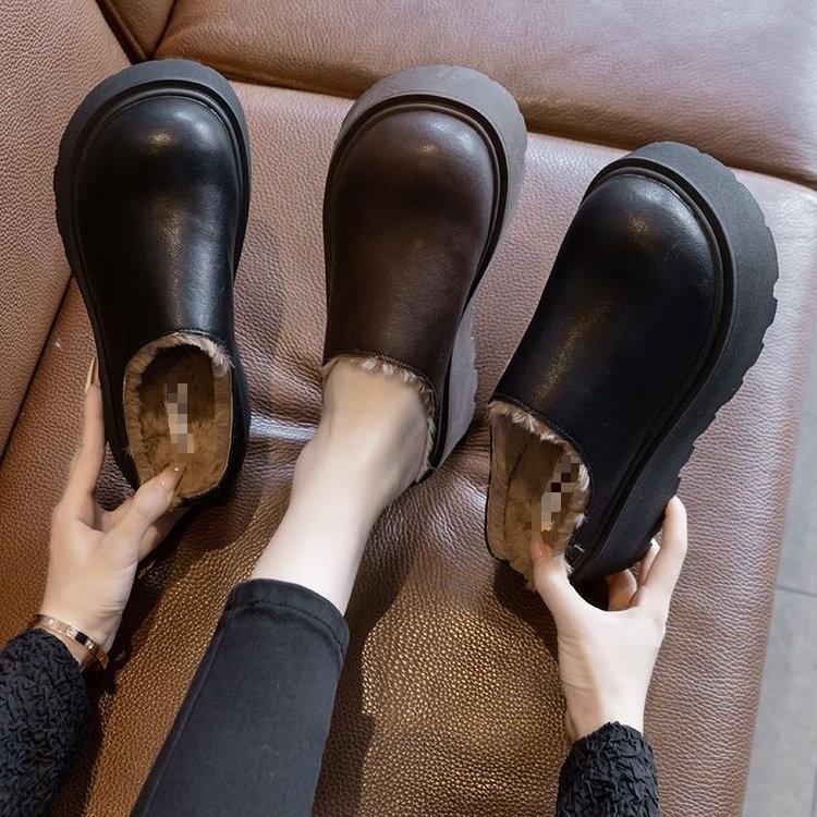 Hohe Schuhe, Hausschuhe, Neue Damen-Halbschuhe, Erhöhende Schuhe, Gepolsterte Baumwollschuhe