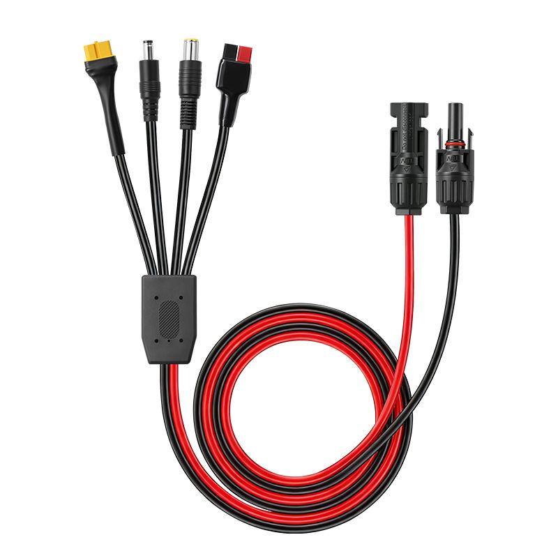4-in-1 Solar Charging Cable: MC4, DC5521, XT60 Female, Anderson 30A