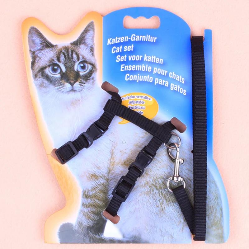 

Adjustable Nylon Cat Harness and Leash Set H-Shape Kitten Vest Collar for Small Dogs Cats чёрный