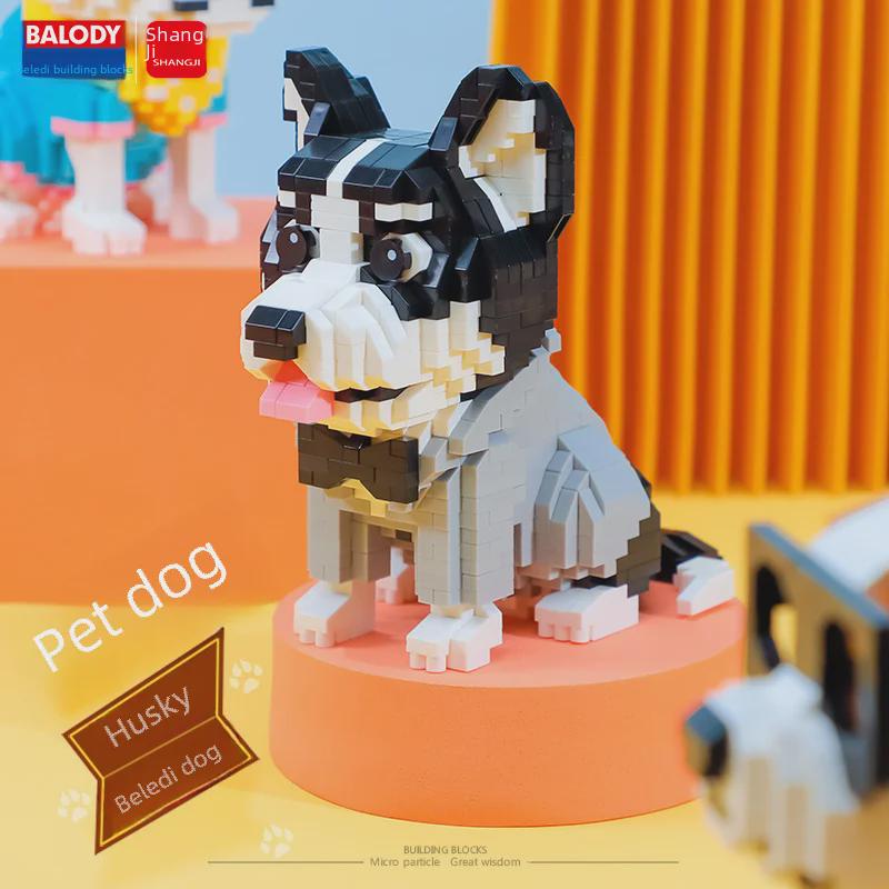Husky & Schnauzer Toy Building Blocks - Cute Pet Dog Assembly Set for Kids
