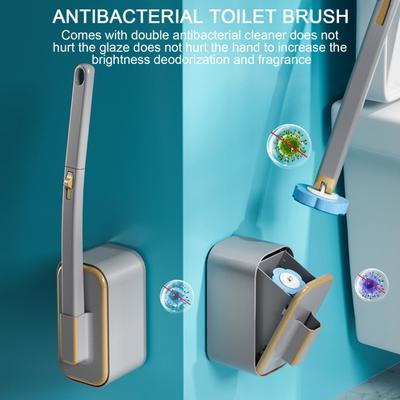 Disposable Toilet Brush Toilet Bowl Cleaner Tool with Holder And 6 Wand Refills Wall Mount Toilet Cleaning System Bathroom Accessories